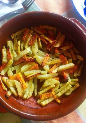 Una foto de Bastones de patata y calabaza al horno