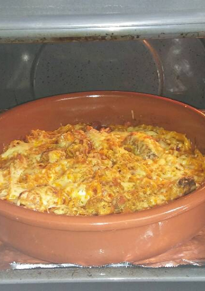 Una foto de Espaguetis con costilla al horno