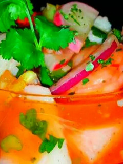 A picture of Mike's Coctel de Camarones [mexican shrimp cocktail].