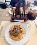 Pasta con bistec