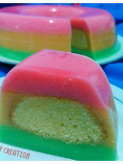 Foto resep Hidden Treasure in rainbow (puding bolu)