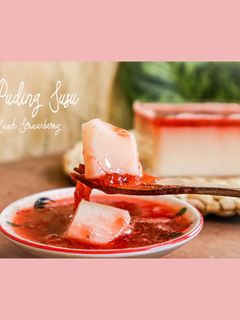 Foto resep Puding Susu Kuah Strowberry