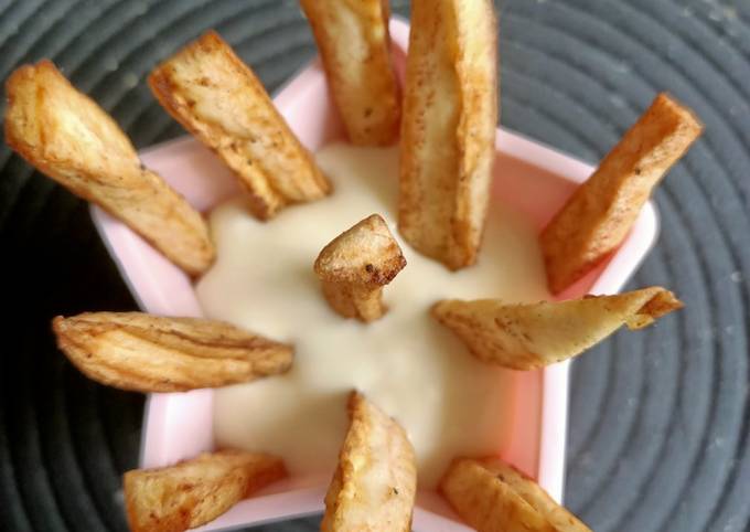 Recipe of Delicious Jain Fries with Cheese Dip
