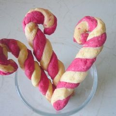 A picture of Candy cane butter cookies.