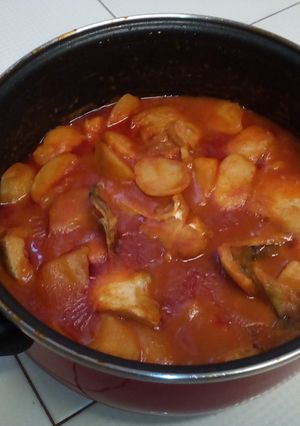 Una foto de Papas con bacalao