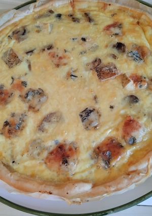 Une photo de Quiche aux champignons et à la fourme d'Ambert
