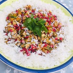 A picture of Moroccan rice salad (vegan and gluten free).