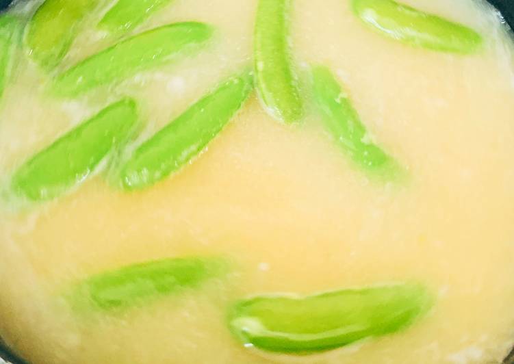 Easiest Way to Make Perfect Egg drop miso soup with snap-pea