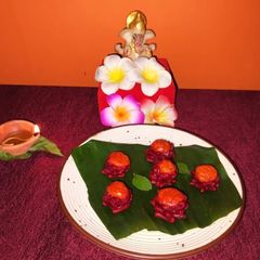 A picture of Beetroot Lotus modak.