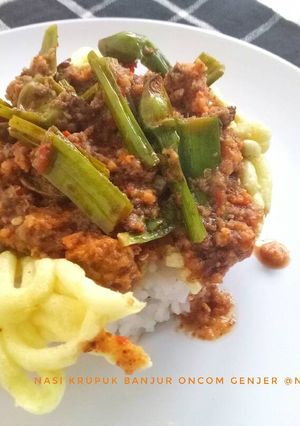 Foto resep Nasi krupuk banjur oncom genjer