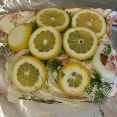 A picture of Brad's signature grilled salmon.