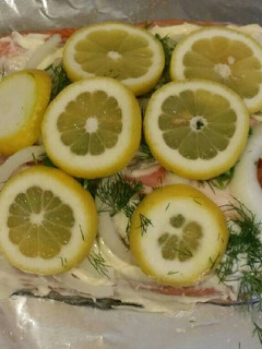 A picture of Brad's signature grilled salmon.