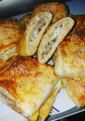 Húsos gombás rétes kocka recept fotója