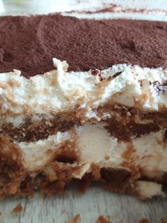 Una foto de Tiramisú dos quesos (sin huevo con edulcorante)