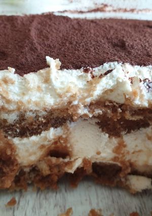 Una foto de Tiramisú dos quesos (sin huevo con edulcorante)