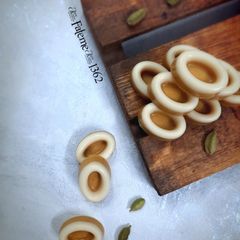A picture of Persian Bereshtook (Chickpea Flour Sweet) with Chocolate.