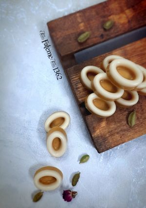 A picture of Persian Bereshtook (Chickpea Flour Sweet) with Chocolate.