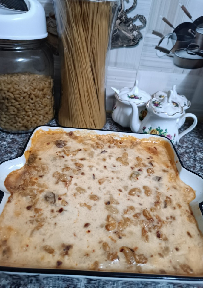 صورة لوصفة معكرونة بالبشاميل😋