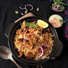 A picture of Raw Jackfruit (Kathal) Dum Biryani.
