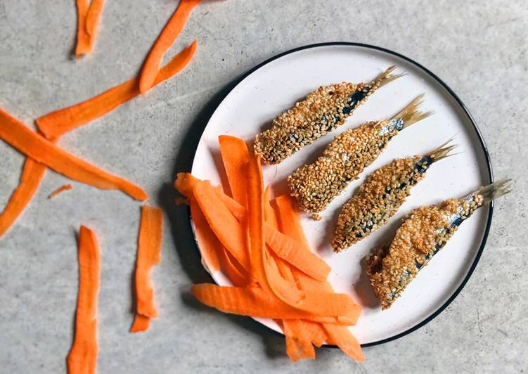 Sardinas con zanahorias y salsa de mostaza Dijon