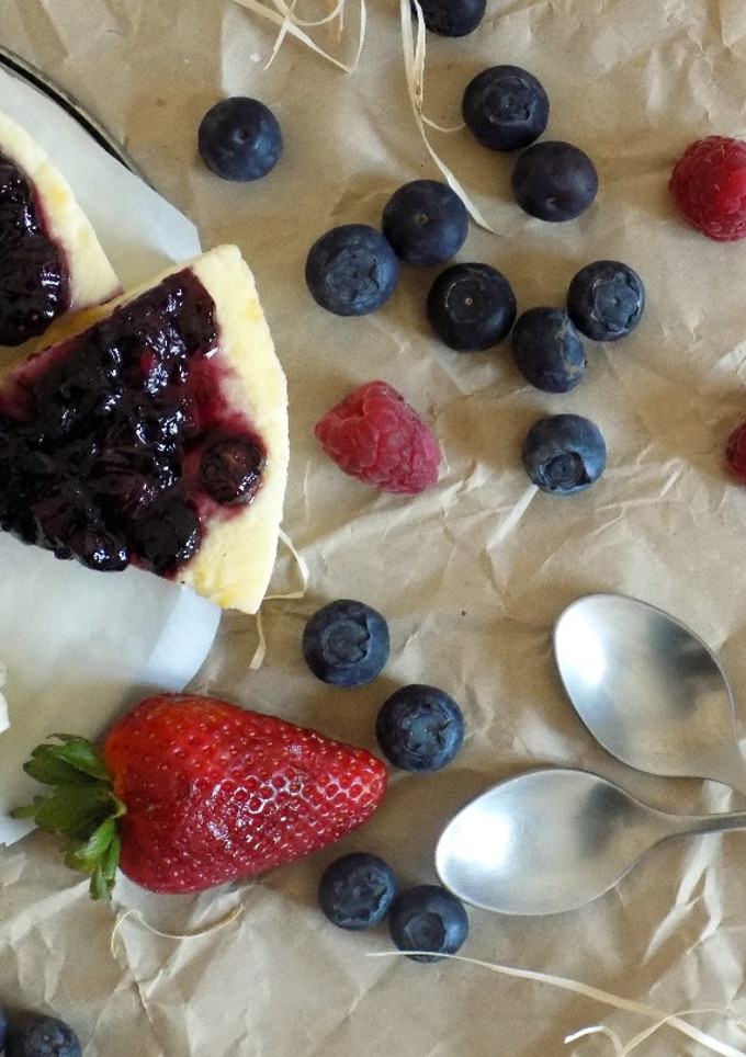 Una foto de Pastel de Queso con Arándanos sin Baño María