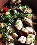 Pollo con verduras salteadas Grez