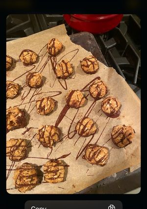 A picture of Chocolate dipped coconut macaroons.