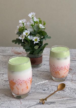 Foto resep Creamy Matcha with Mango Pudding