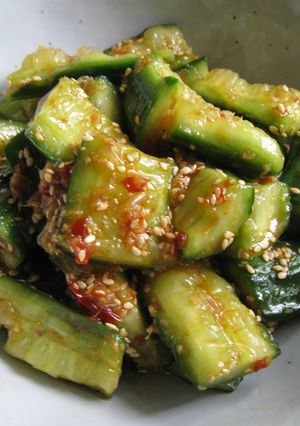 A picture of Spicy Bashed Cucumber.