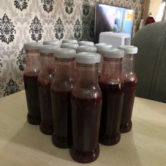 A picture of Home made strawberry syrup.