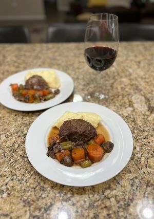A picture of Red wine braised venison.