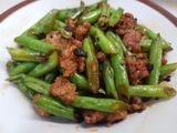 ถั่วแขก หมูสับ ใส่น้ำมันพริกจีน