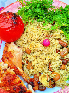 عکسی از دستور مرغ کبابی و دمی شوید باقلا