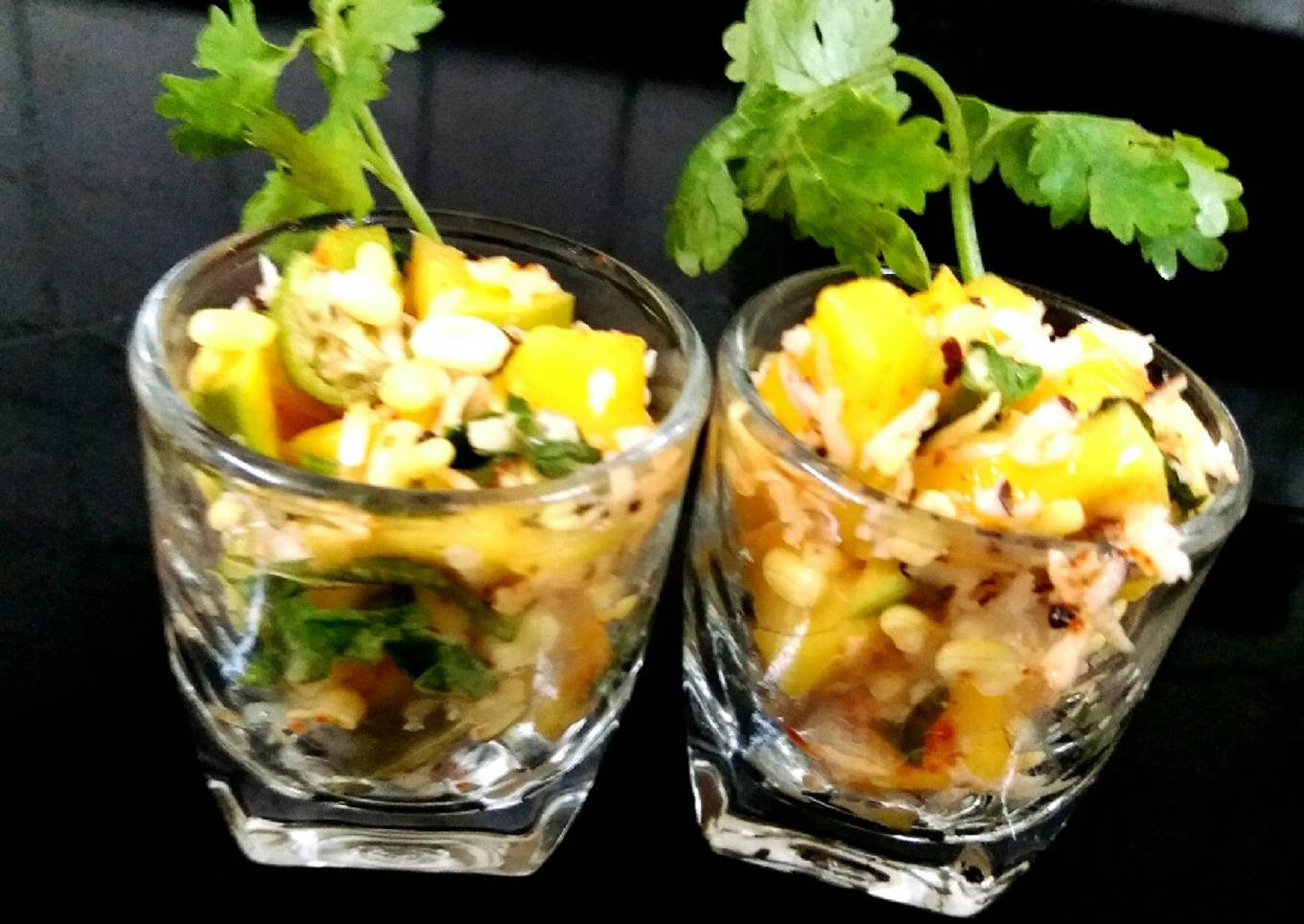 Raw mango salad shots