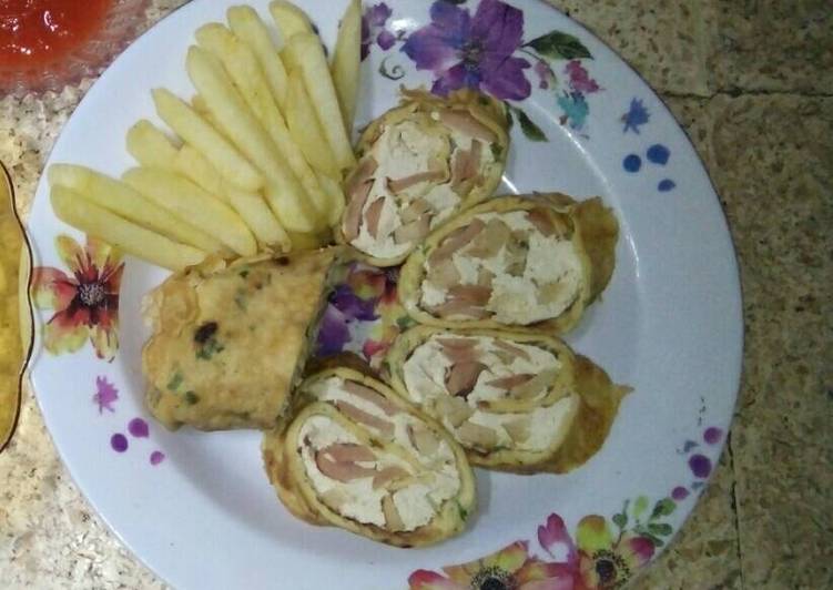 Rollade Tahu Sosis+kentang goreng