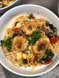 Mediterranean Pasta w/ Cajun Sacallops