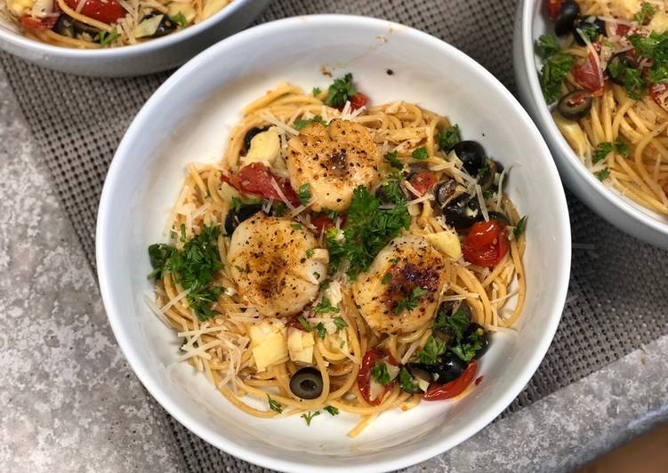 Mediterranean Pasta w/ Cajun Sacallops