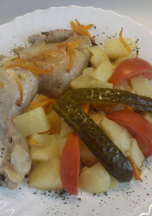 Sült csirke, zöldségekkel recept fotója
