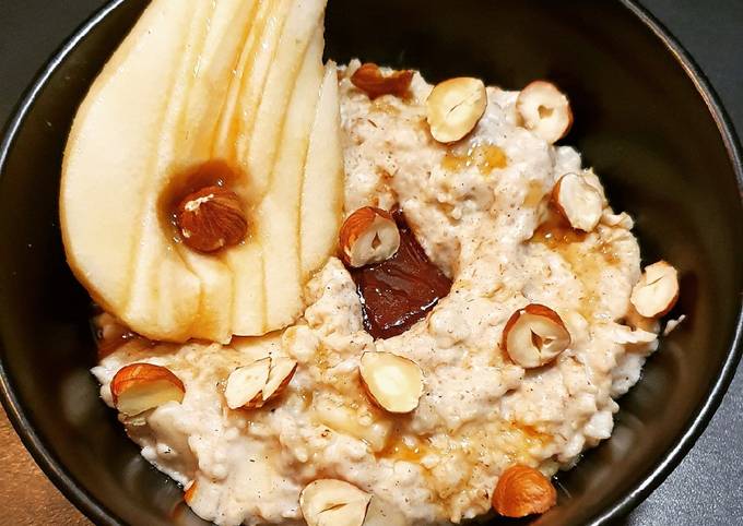 Porridge poire chocolat