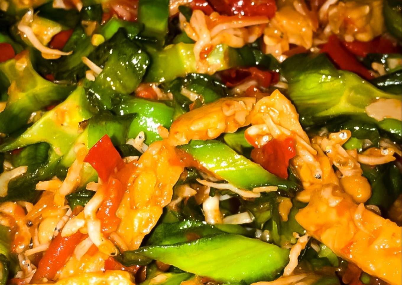 Tumis kecipir teri nasi tempe balado