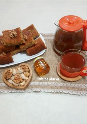 صورة لوصفة بسبوسة بالقشطة 🍯🍯