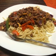 A picture of Spaghetti + Minced meat Sauce.