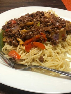 A picture of Spaghetti + Minced meat Sauce.