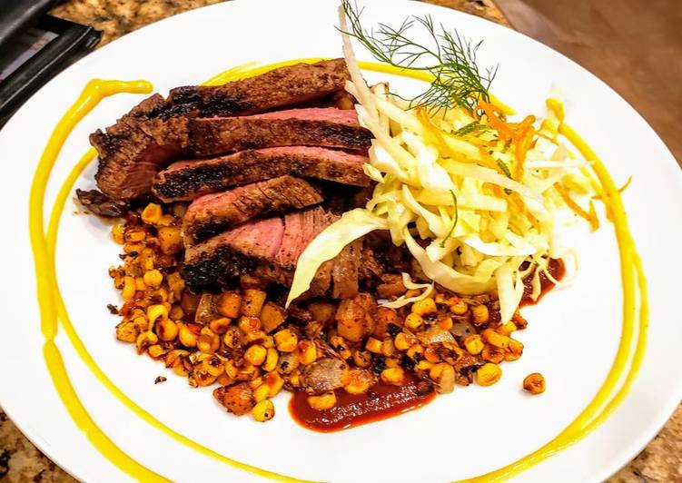 Step-by-Step Guide to Prepare Award-winning Mexican Rubbed Steak w/ Chorizo Potatoes &amp; Mango Habanero Salsa