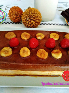 Una foto de Flan de Plátano y Chocolate