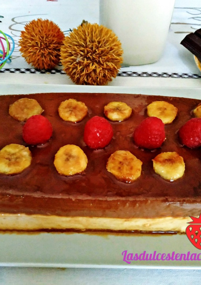 Una foto de Flan de Plátano y Chocolate