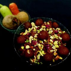 A picture of Janmashtmi special Panchratna Halwa.