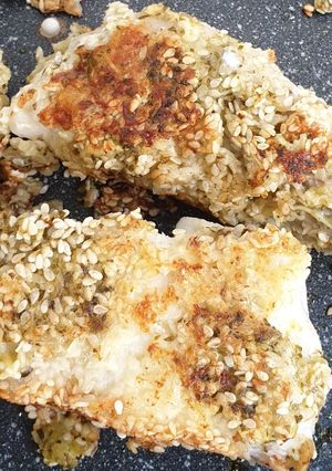 A picture of Monkfish Tail with Sesame Pesto.