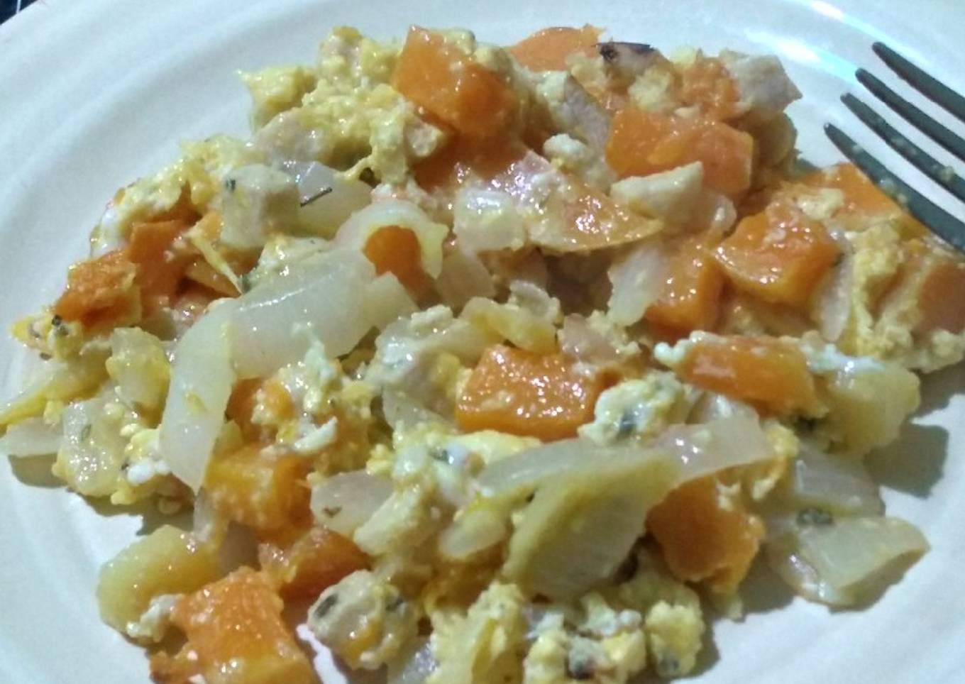 Revuelto de calabaza y pechuga
