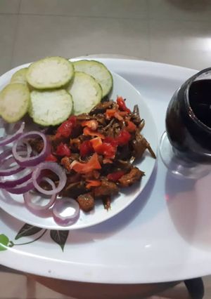 A picture of Ugba with Goat meat.